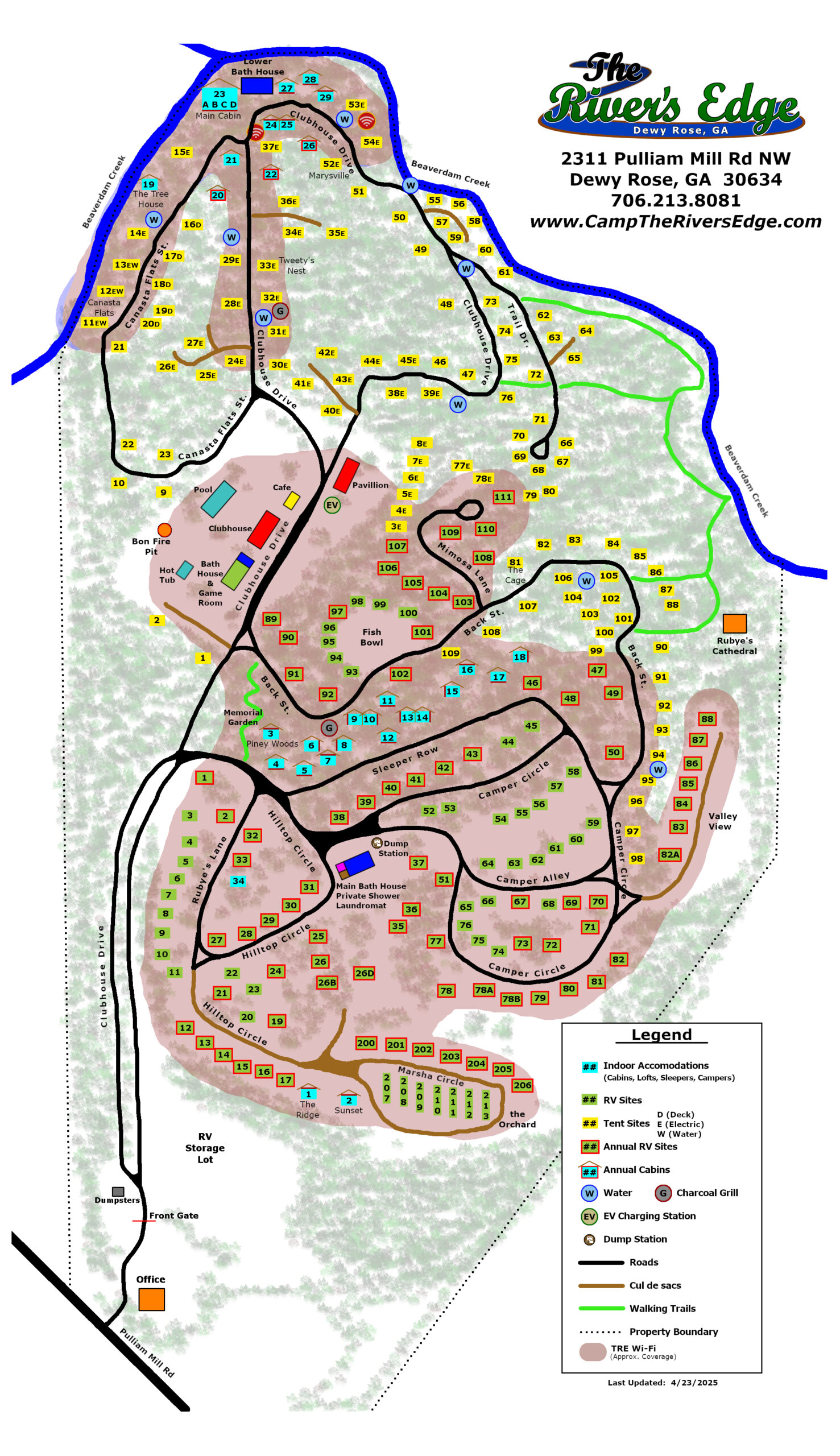 The Rivers Edge 2025 Map with wifi coverage