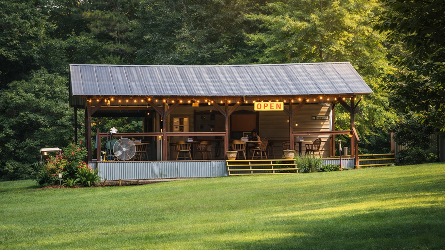 Cafe serving ice, snacks and non-alcoholic beverages.