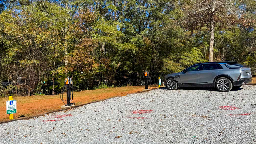4 EV charging stations located next to the pavilion