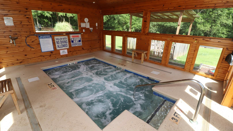 Large indoor hot tub.