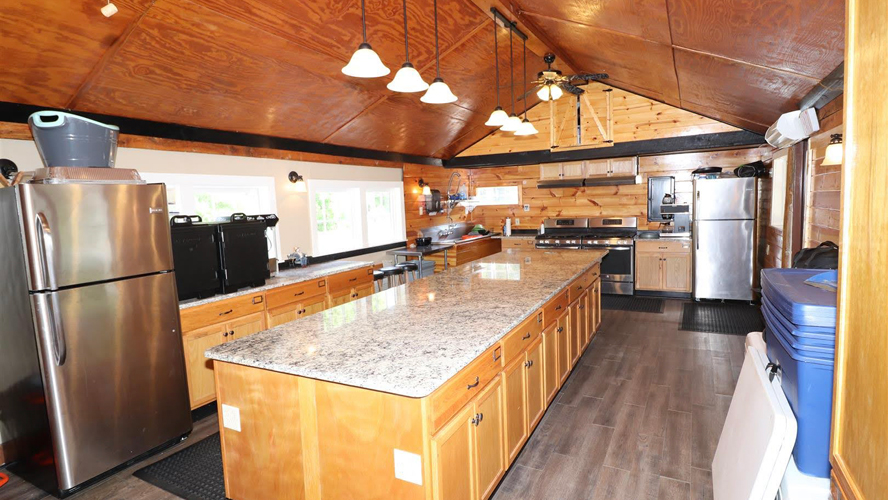 Large kitchen used for community events, located in the clubhouse